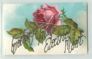 c1905 Embossed Glitter Postcard Greetings Electric (Aldridge) Montana Ghost Town
