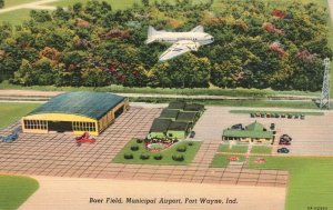 Vintage Postcard 1930's Baer Field Municipal Airport Fort Wayne Indiana IND