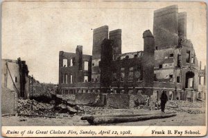 Massachusetts Chelsea Fire 12 April 1908 Ruins Of Frank B Fay School