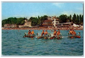 Sochi Russia Postcard Sea Bike Rider Photo By V Panov c1960's Unposted