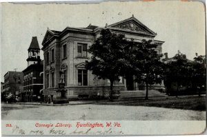 View of Carnegie Library, Huntington WV c1908 Vintage Postcard F56