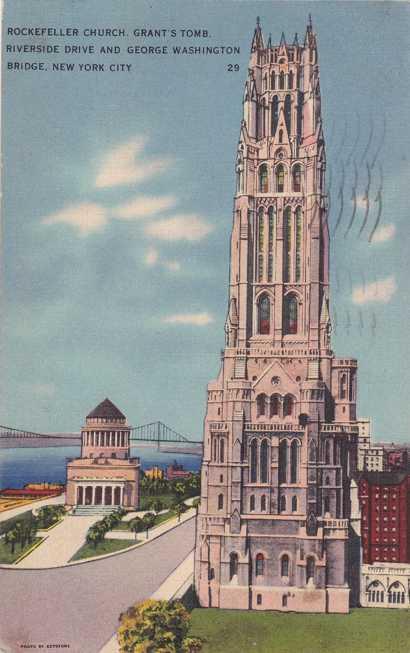 Rockefeller Church (Riverside Church) - New York City - pm 1938 - Linen