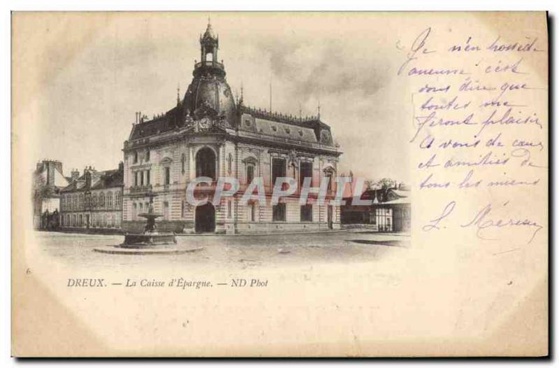 Old Postcard Dreux Bank Caisse d & # 39Epargne