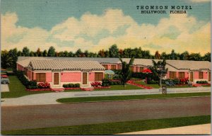 Vtg 1950s Thomson Motel Hollywood Florida FL Unused Linen Postcard