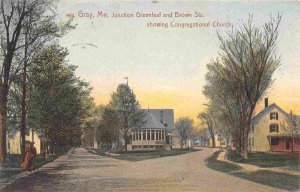 Greenleaf & Brown Street Congregational Church Gray Maine 1908 postcard