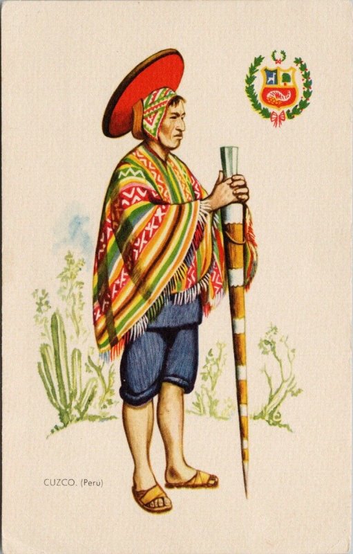 Cuzco Peru Man c1962 Postcard G61