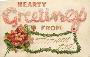 BB London Embossed Postcard D 500 Flowery Greetings From Mentone IN Kosciusko Co