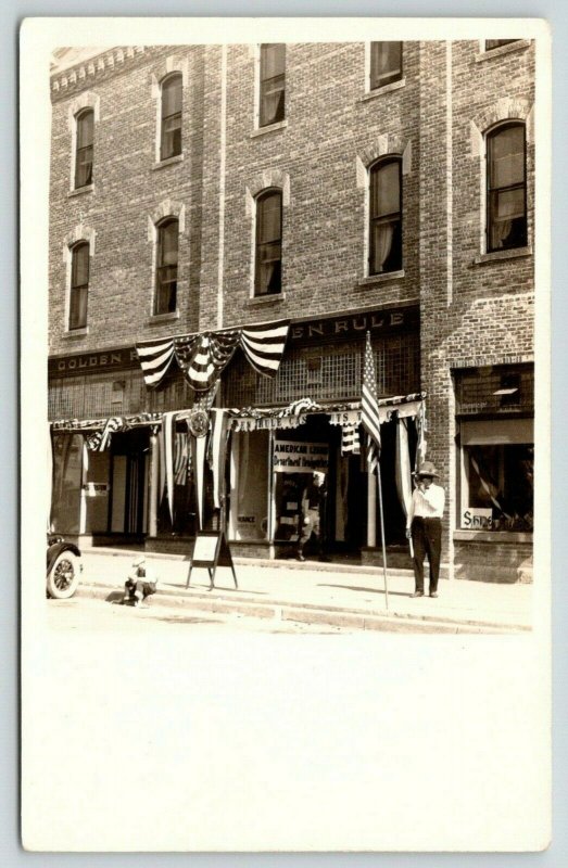 RPPC~American Legion Department Headquarters in Golden Rule Cash Store~c1916 PC 