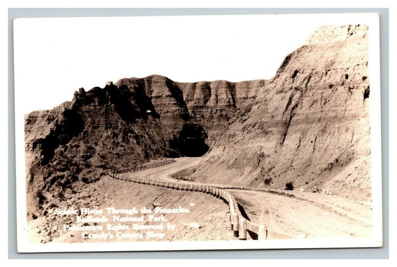 Vintage 1930's RPPC Postcard Scenic Highway Pinnacles in Badlands South Dakota