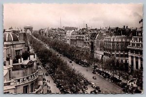 Postcard View Of The Avenue Des Champs Elysees Arc de Triomphe Paris RPPC