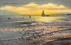 Sunset and Seagulls On The Atlantic Atlantic City NJ 