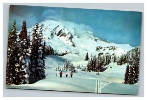 Vintage 1960's Postcard Skier's in Paradise Valley Mt. Rainier Washington