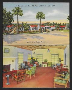 El Camino Motel Fold-Out Riverside CA Unused c1930s