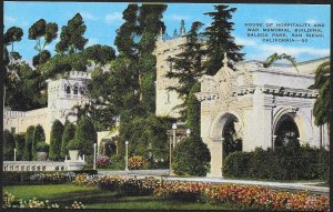 Hospitality House & War Memorial Balboa Park San Diego California Unused c1930s