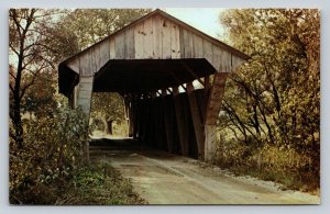 Chambers Road Covered Bridge in Ohio Over Big Walnut Creek Vintage Postcard 049