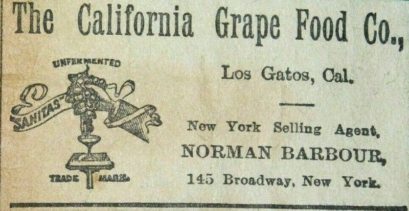 1870s California Grape Food Co., Los Gatos, CA., Engraved Victorian Print Ad F3