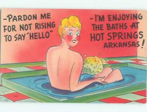 Linen Risque NUDE GIRL TAKING BATH IN HOT SPRINGS ARKANSAS AB6508