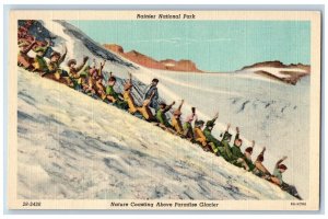 Rainier National Park WA Postcard Nature Coasting Above Paradise Glacier Vintage
