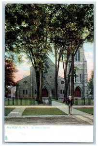 c1905's St. Peter's Church Scene Antique Auburn New York NY Unposted Postcard 