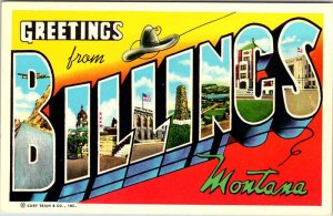 Postcard BIG LETTERS SCENE Billings Montana MT AK3646