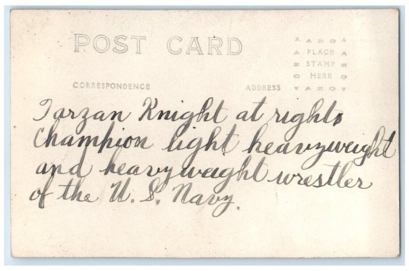 c1923 USS Colorado Tarzan Knight Heavyweight Wrestler Sailor RPPC Photo Postcard