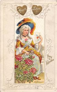 D37/ Valentine's Day Love Holiday Postcard c1910 Beautiful Woman Gold-Lined 15