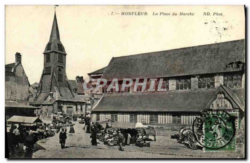 Old Postcard Honfleur La Place du Marche