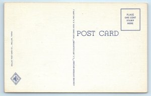 DALLAS, TX ~ DALLAS POWER & LIGHT CO Building at NIGHT c1930s Linen  Postcard