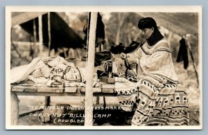 AMERICAN SEMINOLE INDIAN DRESS MAKER ANTIQUE REAL PHOTO POSTCARD RPPC