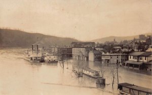 ZC1/ East Liverpool Ohio RPPC Postcard c1910 Flood Steamers River  75