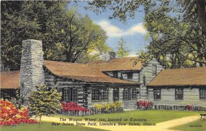 New Salem Illinois 1940s Postcard Wagon Wheel Inn