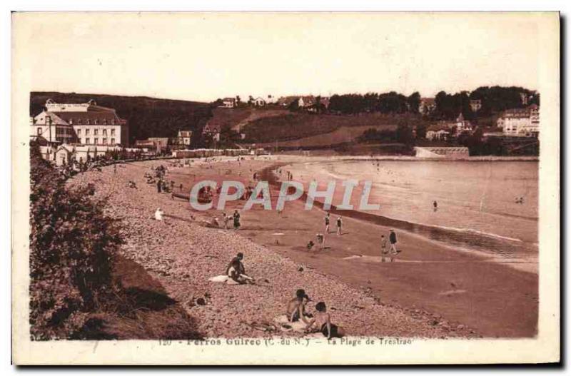 Old Postcard Perros Guirec Beach Trestraou