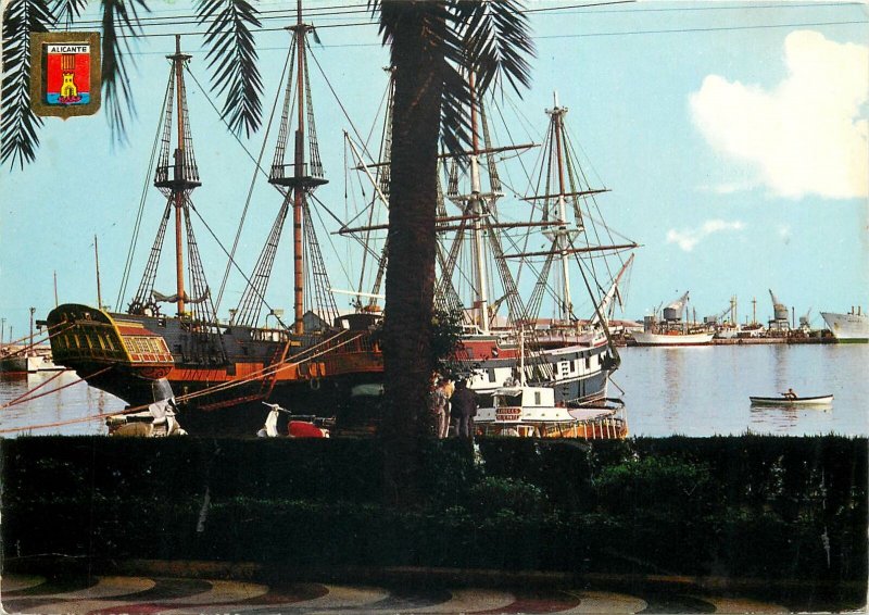 Sailing vessels navgation Postcard Sailboats at Alicante