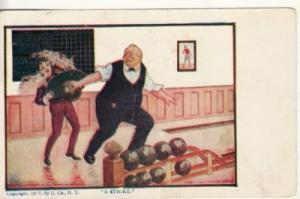 A/S   BERNARDT WALL  BOWLING / A STRIKE  1907 postcard