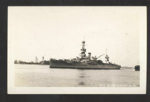 RPPC U.S. NAVY BATTLESHIP USS WYOMING MILTARY SHIP REAL PHOTO POSTCARD