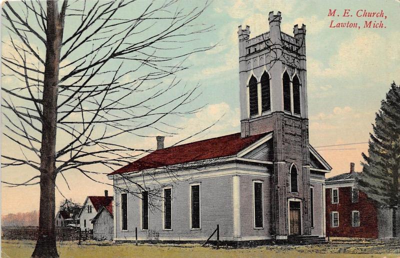 B24/ Lawton Michigan Mi Postcard 1910 M.E. Church Building