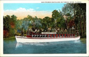 Vtg Gas Steamer Southland Tomoka River Florida Tourist Excursion Boat Postcard