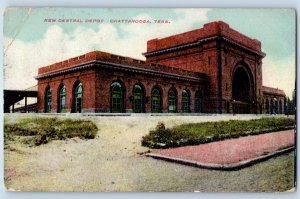 1908 Chattanooga Tennessee TN Vintage Postcard New Central Depot Building Posted