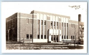 Carroll Iowa IA Postcard RPPC Photo Carroll High School Auditorium c1940s Posted