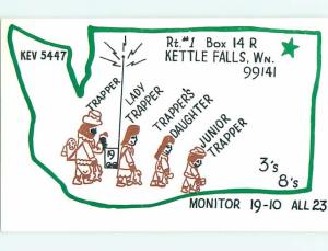 comic - QSL HAM RADIO CARD Kettle Falls Wisconsin WI t0908