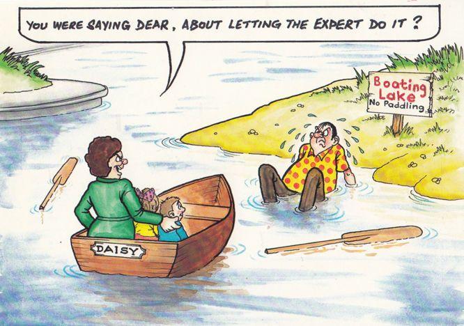 Daisy Canoe Paddle Oars Rowing Boat Baoting Lake Disaster Comic Humour Postcard