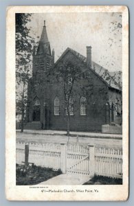WEST POINT VA METHODIST CHURCH ANTIQUE POSTCARD