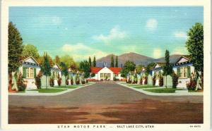 SALT LAKE CITY, UT    UTAH  MOTOR  PARK   c1940s   Roadside   Linen   Postcard