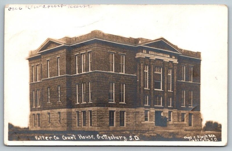 RPPC  Potter County Court House  Gettysburg  South Dakota  Postcard  1911