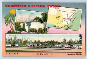 Homestead Florida Postcard Cottage Court Multiview Exterior 1940 Vintage Antique