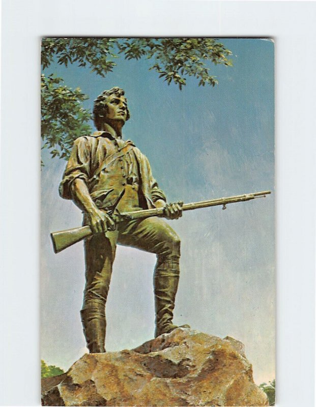 Postcard The Sentry Statue of Captain John Parker in Lexington Massachusetts USA