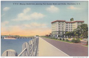 Murray Boulevard, Steamer, Showing Fort Sumter Hotel And Docks, Charleston, S...