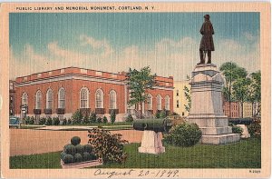 Postcard MONUMENT SCENE Cortland New York NY AI1519
