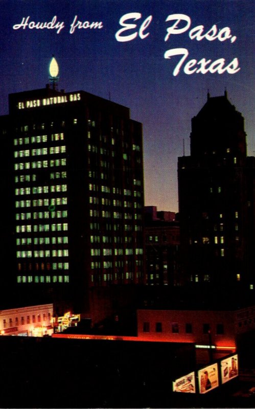 Texas El Paso Howdy Downtown At Twilight