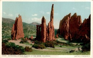 Cathedral Spires, Garden of the Gods, Colorado, red rock formations, Postcard